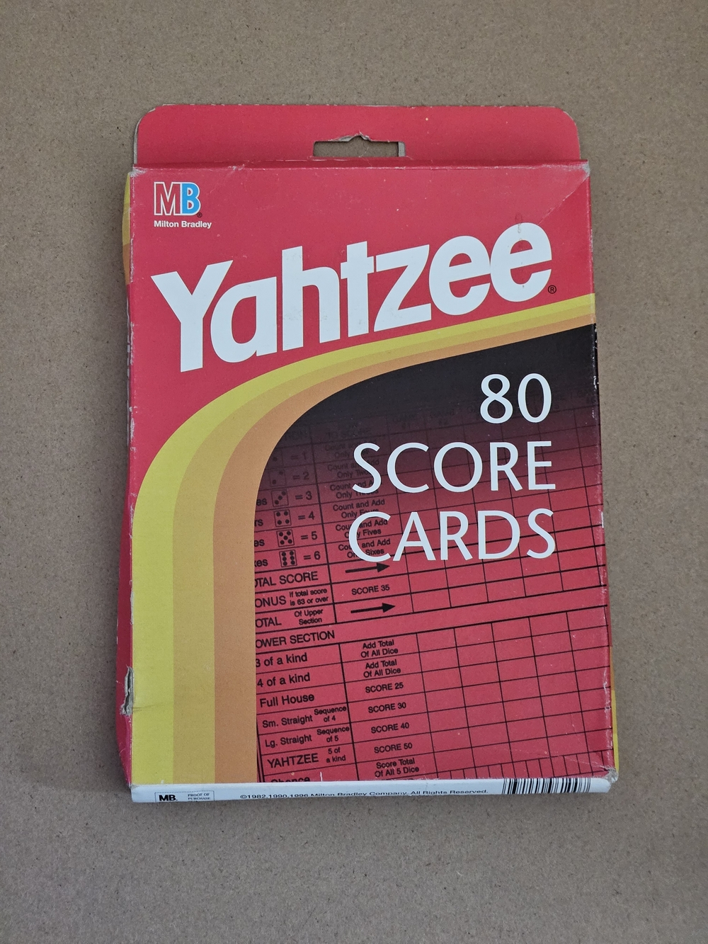 Yahtzee Score Cards Milton Bradley